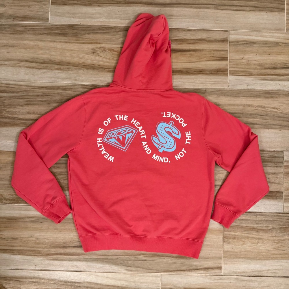 Billionaire Boys Club BBC Wealth is of the Heart Mind Pink Oversized Hoodie M
